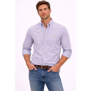 Ralph Lauren- Purple and White Striped Casual Shirt Size L